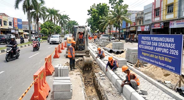 Pemkot Bandar Lampung Bangun Trotoar di Enam Ruas Jalan, Anggarkan Lebih Rp30 Miliar