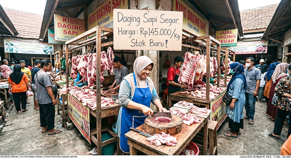 Pedagang Daging di Bandar Lampung Kembali Berjualan Setelah Mogok Dua Hari, Harga Naik hingga Rp145 Ribu per Kg