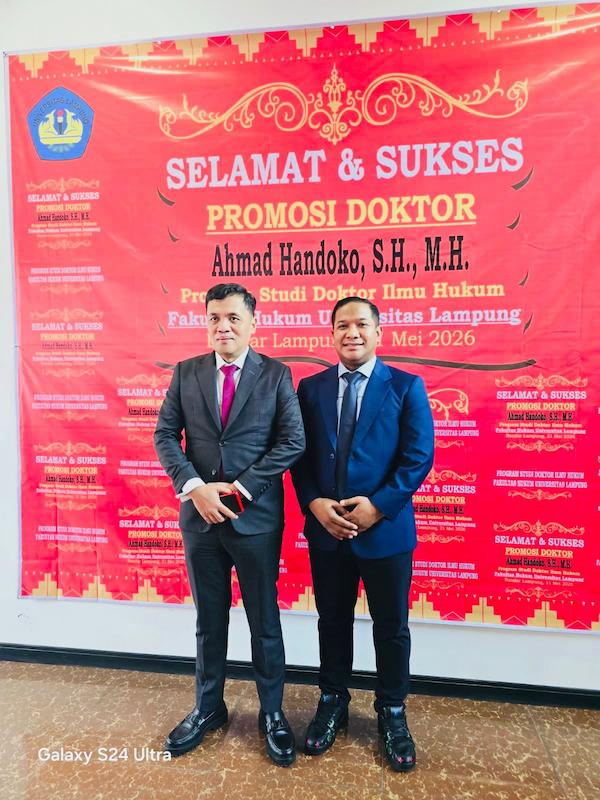 Ketua komisi lll DPR RI Habiburokhman Jadi Penguji Eksternal Disertasi Promosi Doktor FH Unila
