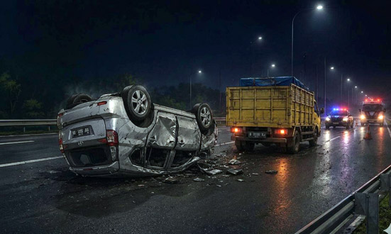 Avanza Tabrak Truk di Tol Bakter, Tiga Penumpang Asal Bandar Lampung Tewas